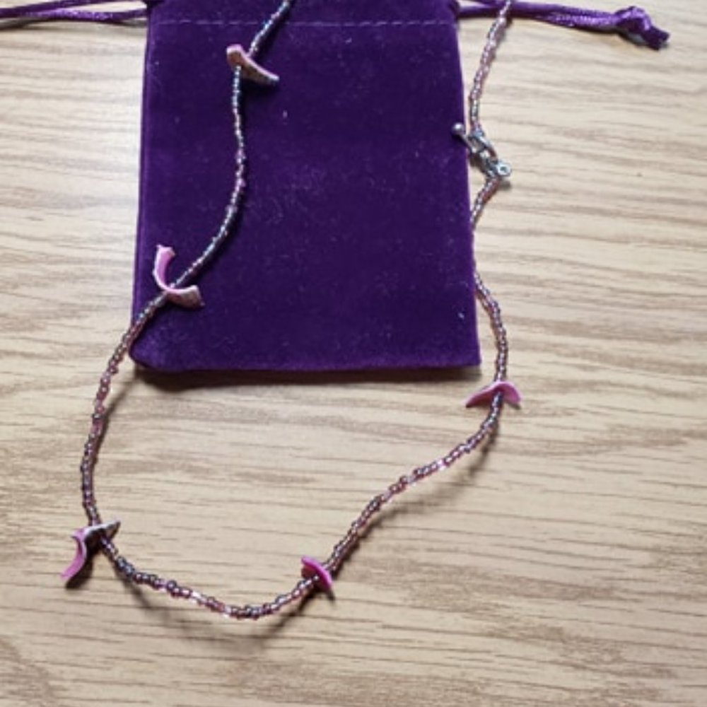 Handmade Purple Shell Beaded Necklace 🎉